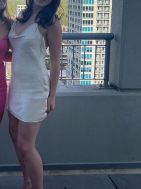 Lovers + Friends Ivory Satin Cowl Neck Mini Dress